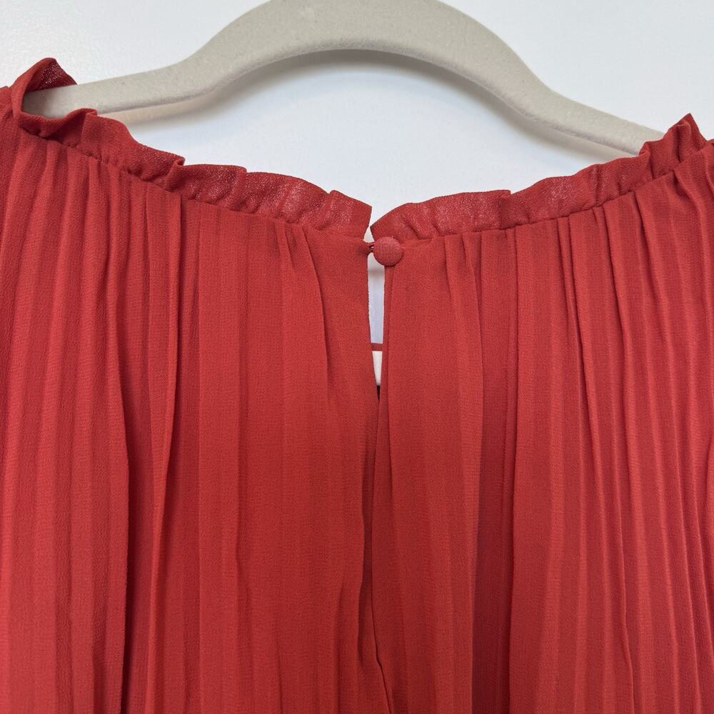 A New Day Pleated Midi Tank Dress Ruffle Collar Tie Belt Size 3X Orange - Picture 5 of 10